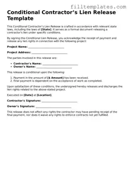 Free Conditional Contractor’s Lien Release Template