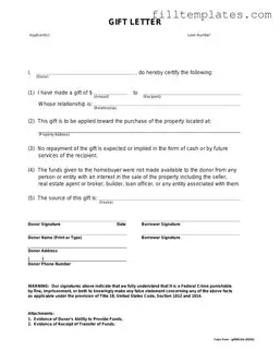 Download Gift Letter Template