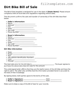 Free Dirt Bike Bill of Sale Template