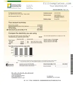 Download Edison Electricity Bill Template