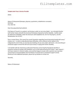Download Emotional Support Animal Letter Template