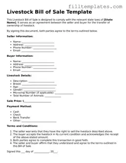 Free Livestock Bill of Sale Template