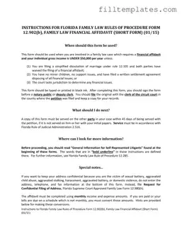 Download Florida Financial Affidavit Short 12.902(b) Template