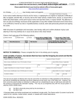 Download Florida Vehicle POA form 82053 Template