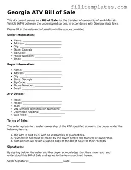 Official ATV Bill of Sale Template for the State of Georgia