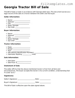 Official Tractor Bill of Sale Template for the State of Georgia
