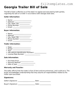 Official Trailer Bill of Sale Template for the State of Georgia