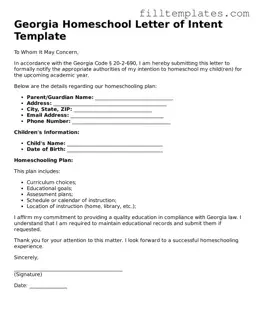 Official Homeschool Letter of Intent Template for the State of Georgia