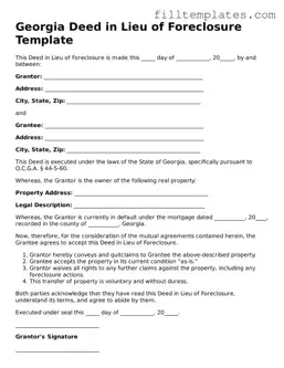 Official Deed in Lieu of Foreclosure Template for the State of Georgia