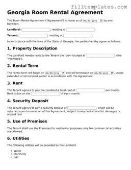 Official Room Rental Agreement Template for the State of Georgia
