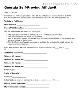 Official Self-Proving Affidavit Template for the State of Georgia