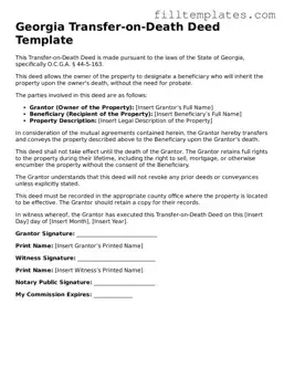 Official Transfer-on-Death Deed Template for the State of Georgia