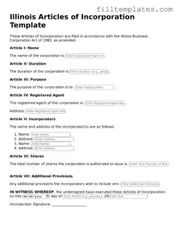 Official Articles of Incorporation Template for the State of Illinois