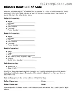 Official Boat Bill of Sale Template for the State of Illinois