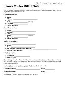 Official Trailer Bill of Sale Template for the State of Illinois