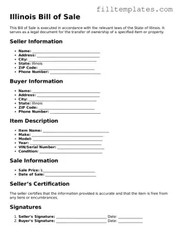 Official Bill of Sale Template for the State of Illinois