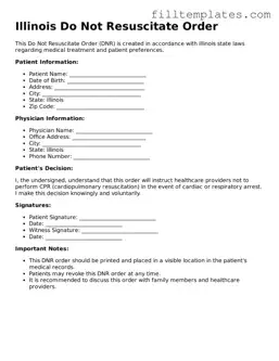 Official Do Not Resuscitate Order Template for the State of Illinois