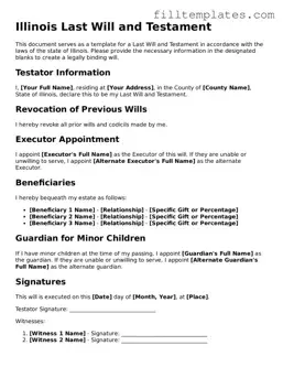 Official Last Will and Testament Template for the State of Illinois