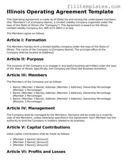 Official Operating Agreement Template for the State of Illinois