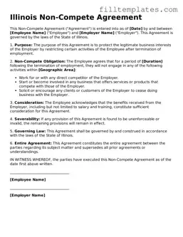 Official Non-compete Agreement Template for the State of Illinois