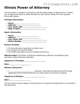 Official Power of Attorney Template for the State of Illinois