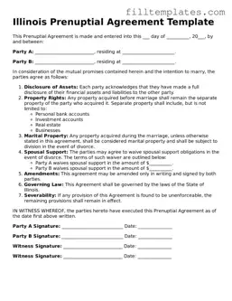 Official Prenuptial Agreement Template for the State of Illinois