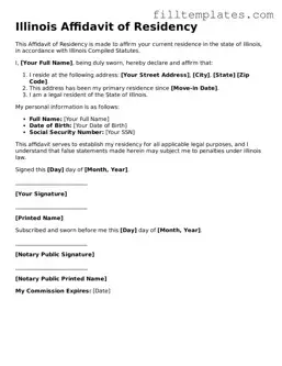 Official Affidavit of Residency Template for the State of Illinois