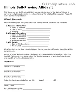 Official Self-Proving Affidavit Template for the State of Illinois