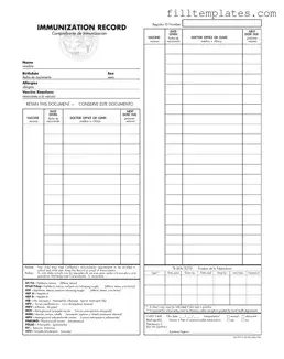 Download Immunization Record Template