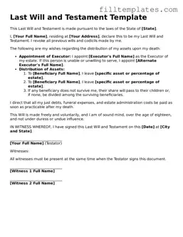 Free Last Will and Testament Template