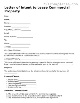 Free Letter of Intent to Lease Commercial Property Template