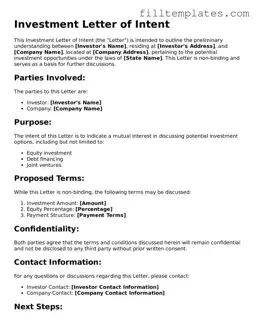Free Investment Letter of Intent Template