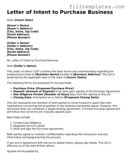 Free Letter of Intent to Purchase Business Template