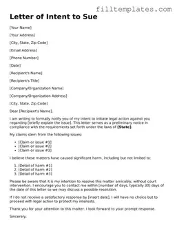 Free Letter of Intent to Sue Template