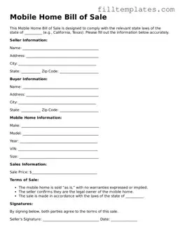 Free Mobile Home Bill of Sale Template