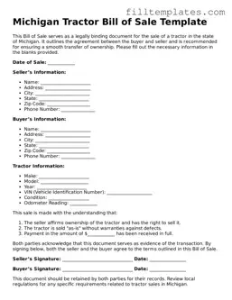 Official Tractor Bill of Sale Template for the State of Michigan