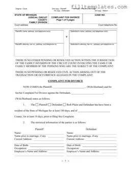 Download Michigan Complaint Divorce Template
