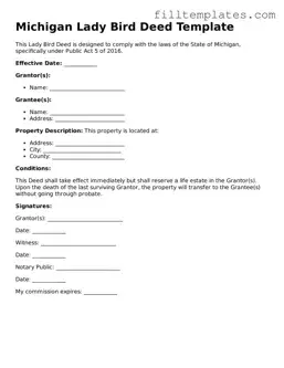 Official Lady Bird Deed Template for the State of Michigan