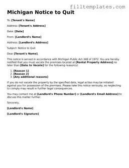 Official Notice to Quit Template for the State of Michigan