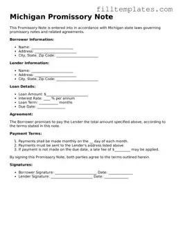 Official Promissory Note Template for the State of Michigan