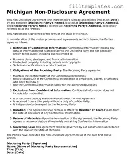 Official Non-disclosure Agreement Template for the State of Michigan