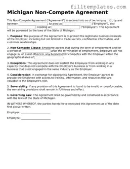 Official Non-compete Agreement Template for the State of Michigan