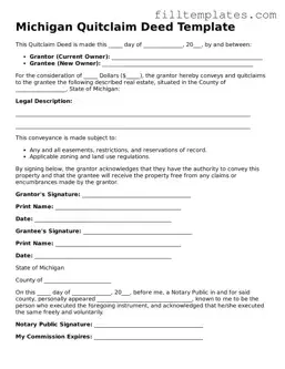 Official Quitclaim Deed Template for the State of Michigan