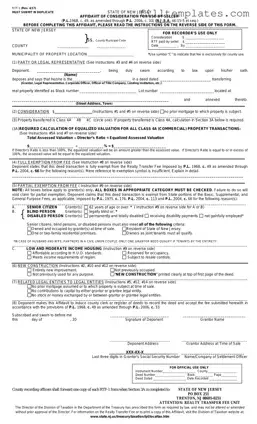 Download New Jersey Affidavit of Consideration RTF-1 Template