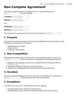 Free Non-compete Agreement Template