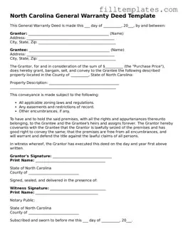 Official Deed Template for the State of North Carolina
