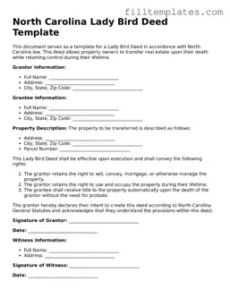 Official Lady Bird Deed Template for the State of North Carolina