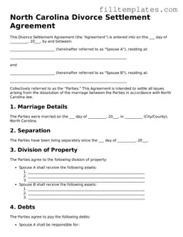Official Divorce Settlement Agreement Template for the State of North Carolina