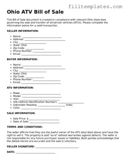 Official ATV Bill of Sale Template for the State of Ohio