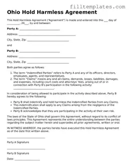 Official Hold Harmless Agreement Template for the State of Ohio